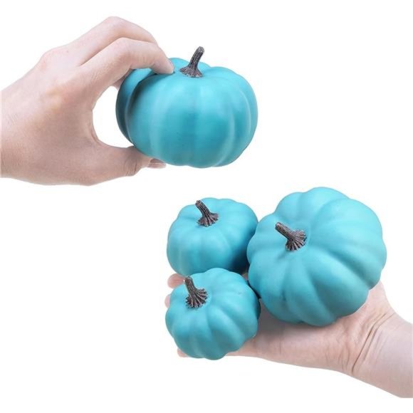 12Pcs Small Artificial Teal Pumpkins Decorative Halloween Pumpkins Foam Pumpkins - Picture 2 of 7